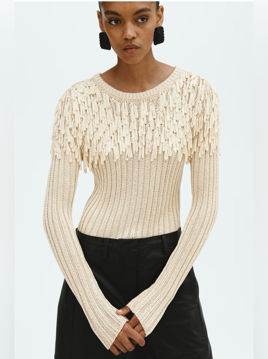 H&M Sweaters - H&M Edition Fringe-Detail Rib-Knit Top